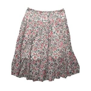 Chaps Denim Womens XL Floral Peasant Skirt Pink Cotton Lined Long‎ Boho